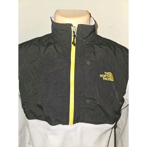 The North Face Men’s Small Half Zip Black Cream Yellow Fleece Jacket Pockets - Picture 2 of 11